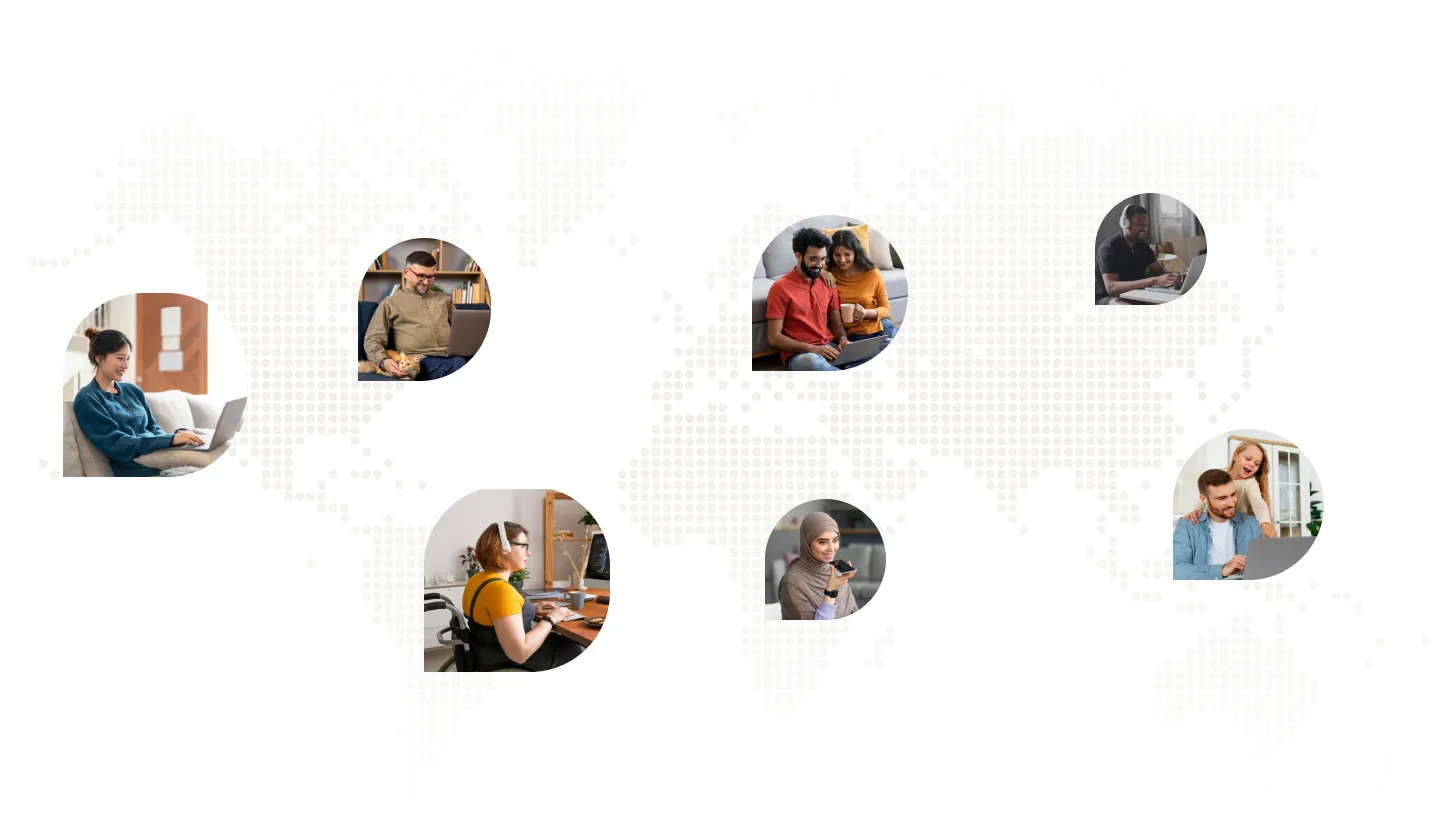 World map with remote workers